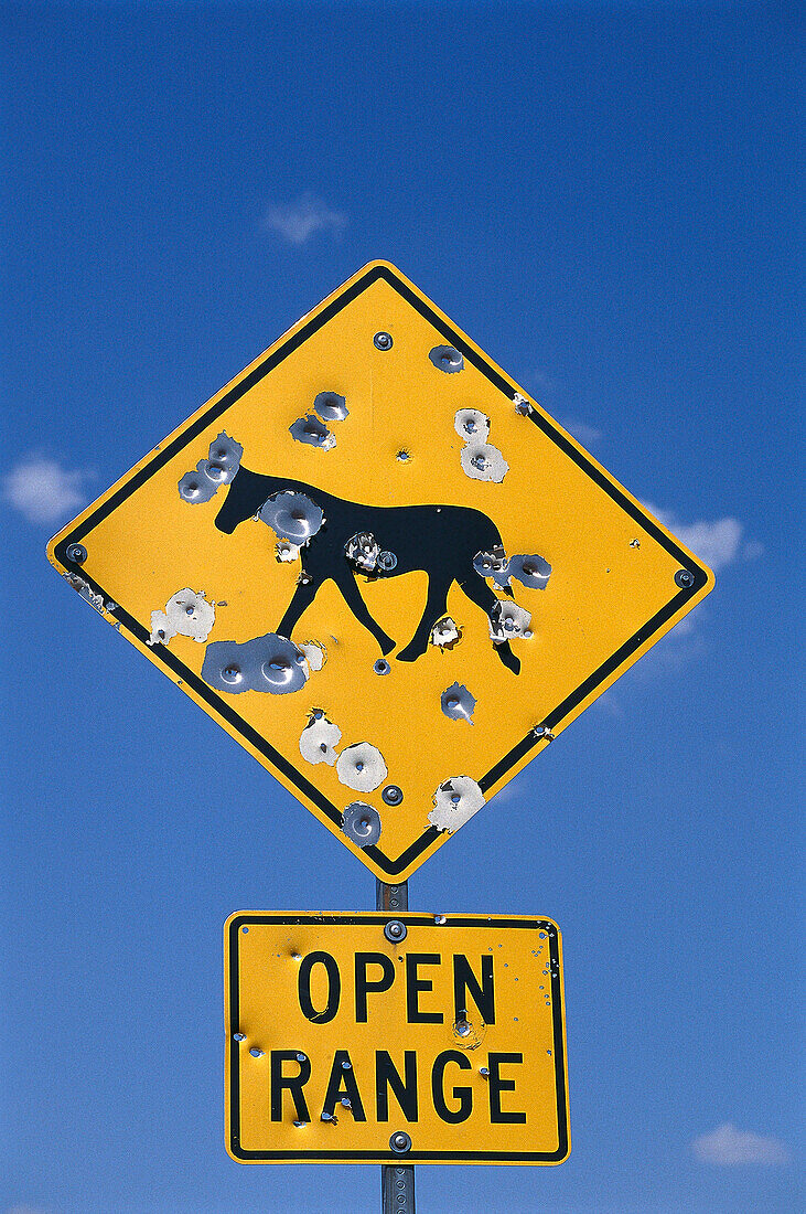 Open Range Sign, Nevada, USA