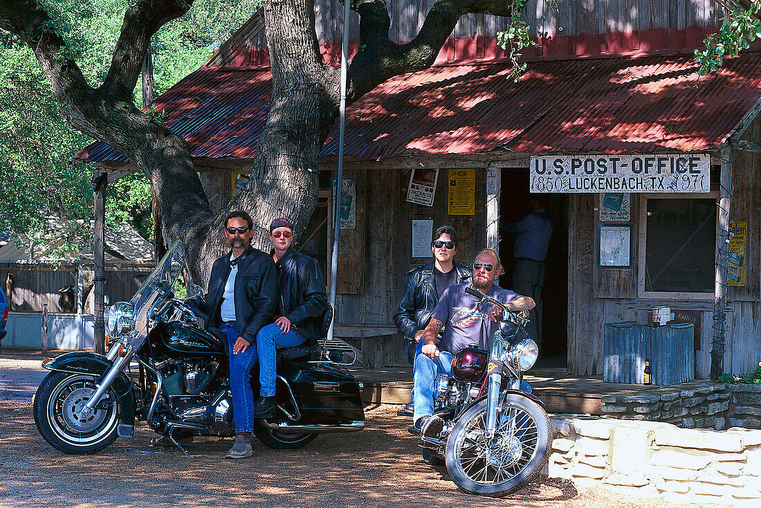 Harleys at Luckenbach, Luckenbach, Texas, USA