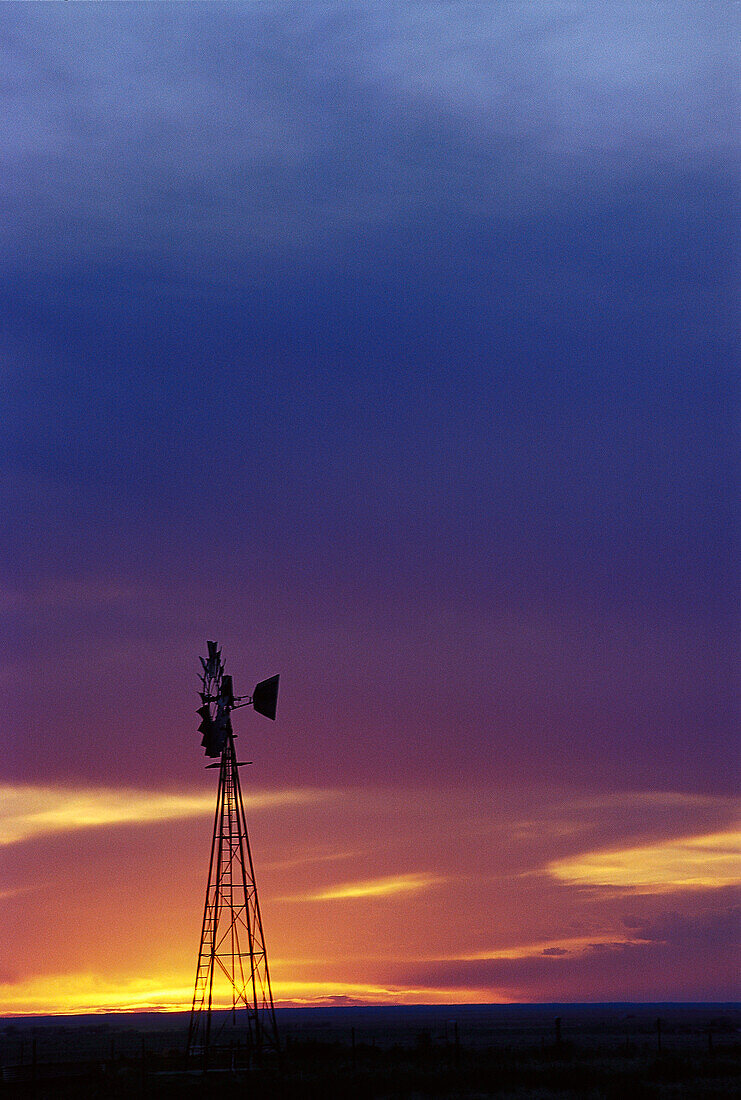 Windmill Sunset Silhouette, near Channing , Texas USA