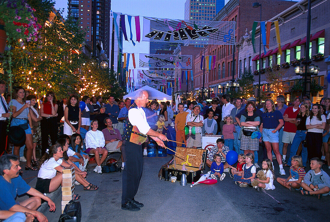 Street Reformer Brian Beamer, Larimer Square Summer Nights, Denver, Colorado USA