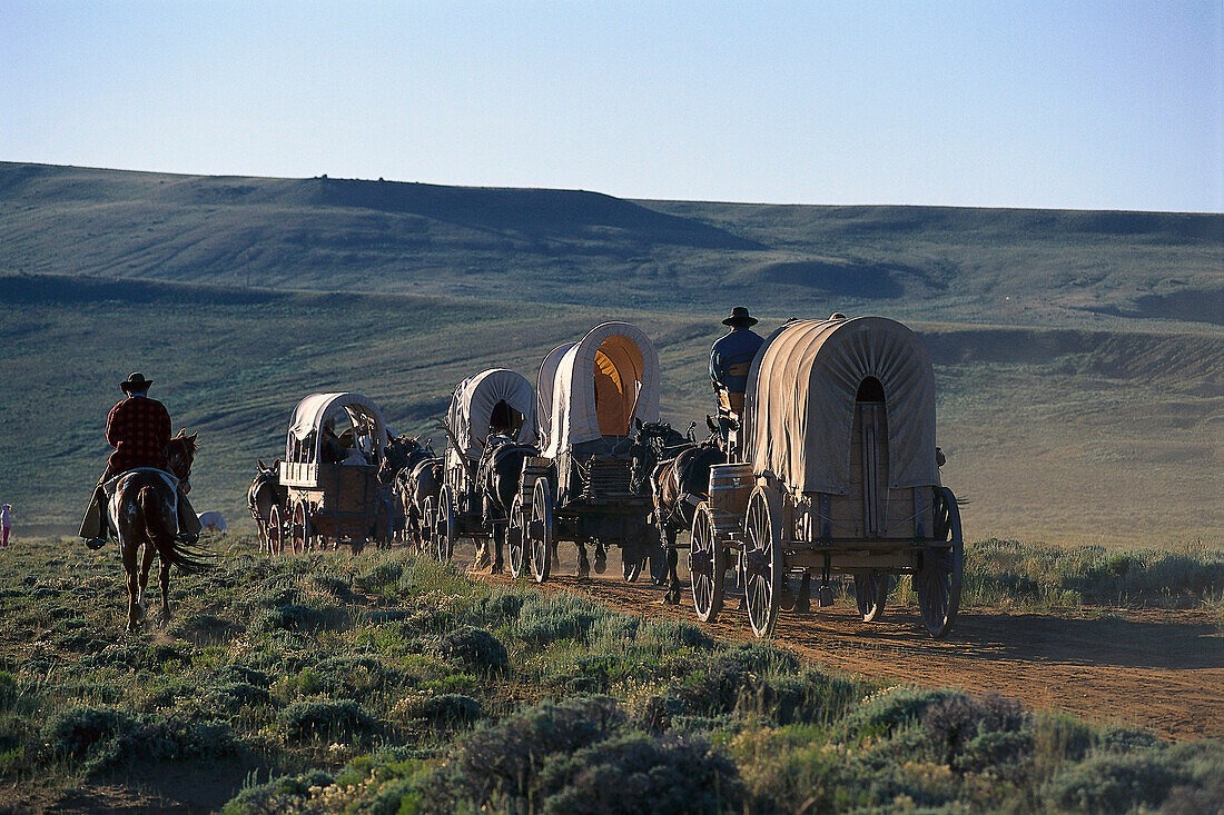 Mormon Pioneer Wagon Train, near South Pass, Wyoming USA