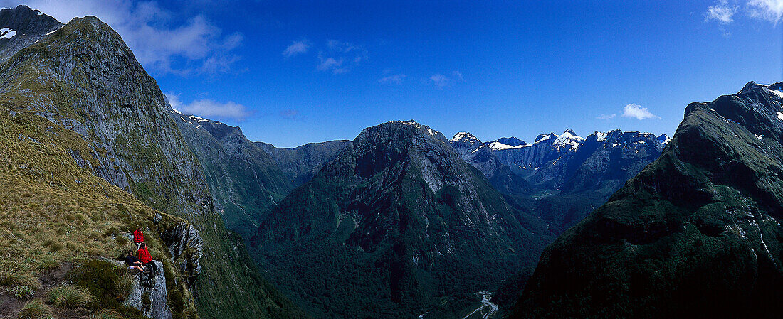 Milford Track Hikers at Mackinnon Pass, Fiordland National Park, South Island, New Zealand