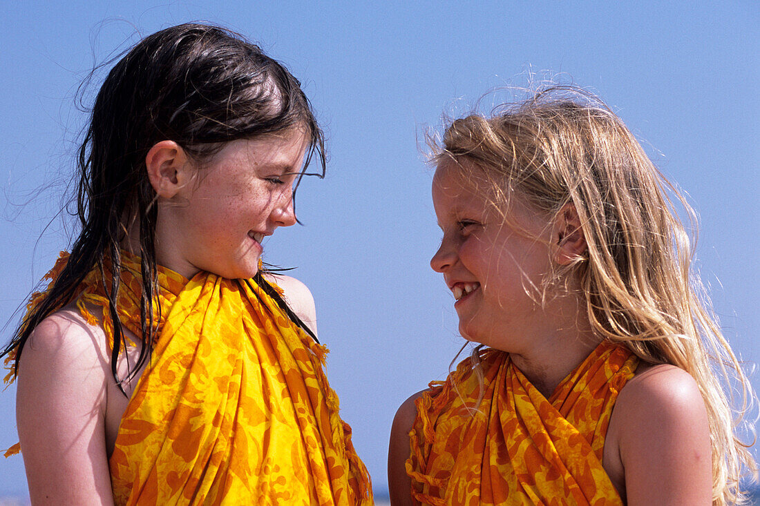 Happy Girls at Beach, Blåvand, Southern Jutland, Denmark