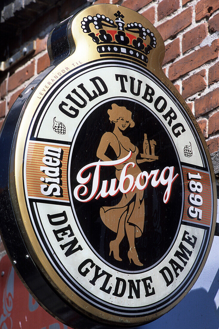 Tuborg Beer Sign, Den Gyldne Dame Pub, Stege, Mon, Denmark