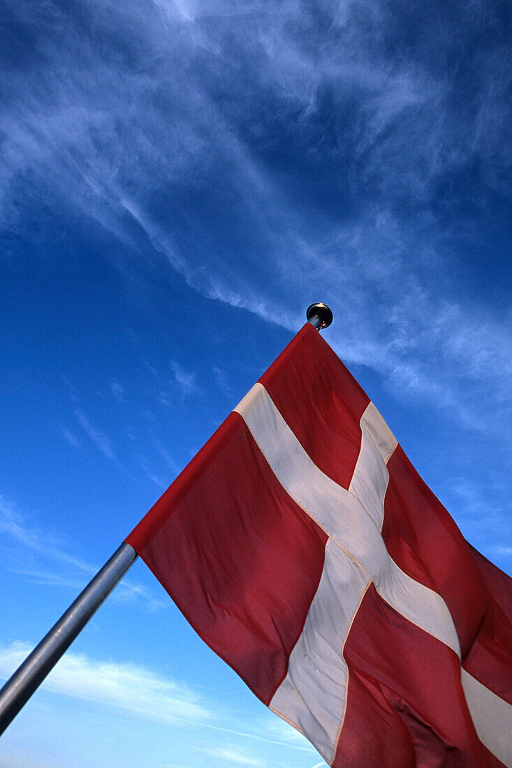 Dannebrog, Dänische Nationalflagge an Bord der Læsø Fähre, Dänemark