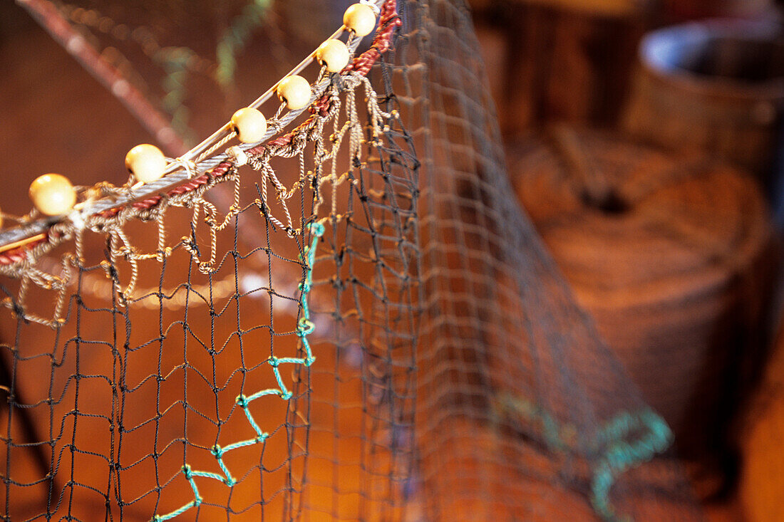 Fishing net, Turnhus Maritime Museum, Ísafjörður, Isafj'rdur, Ísafjarðarbær, Iceland
