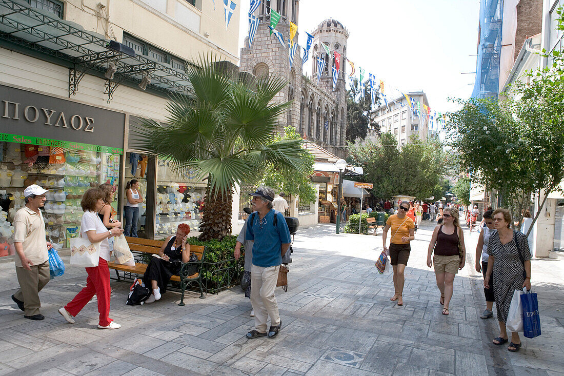 Pedestrians, Plaka, the oldest historical area of Athens, Central Market,  Athens, Greece