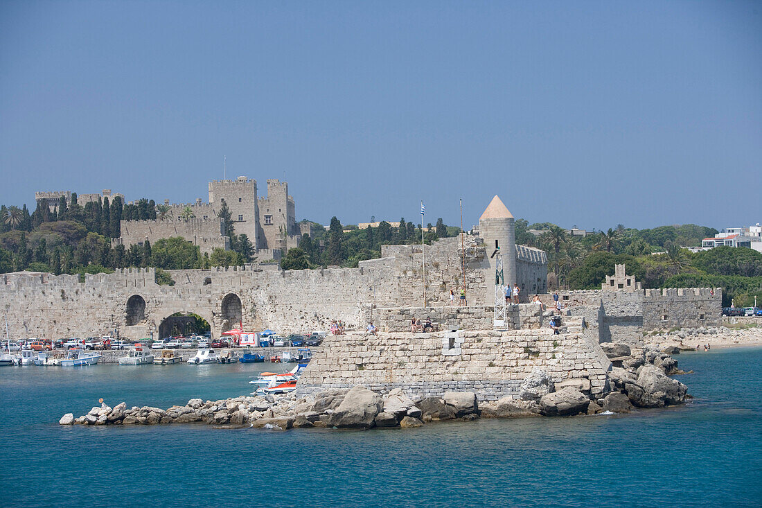 Rhodes Fortification, Rhodes Harbor Rhodes, Greece, Rhodes, Dodecanese Islands, Greece