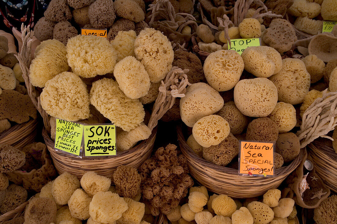 Sea Sponges for Sale, Old Town, Rhodes, Dodecanese Islands, Greece