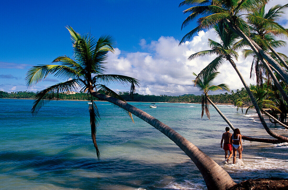 Couple, Beach, Palm Trees, Playa Bonito in Las Terrenas, Dominican Republic