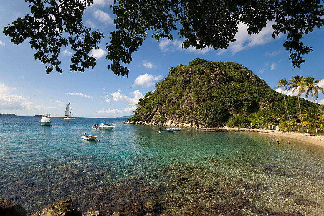 Boats near the beach, plage du Pain de Sucre, Guadeloupe