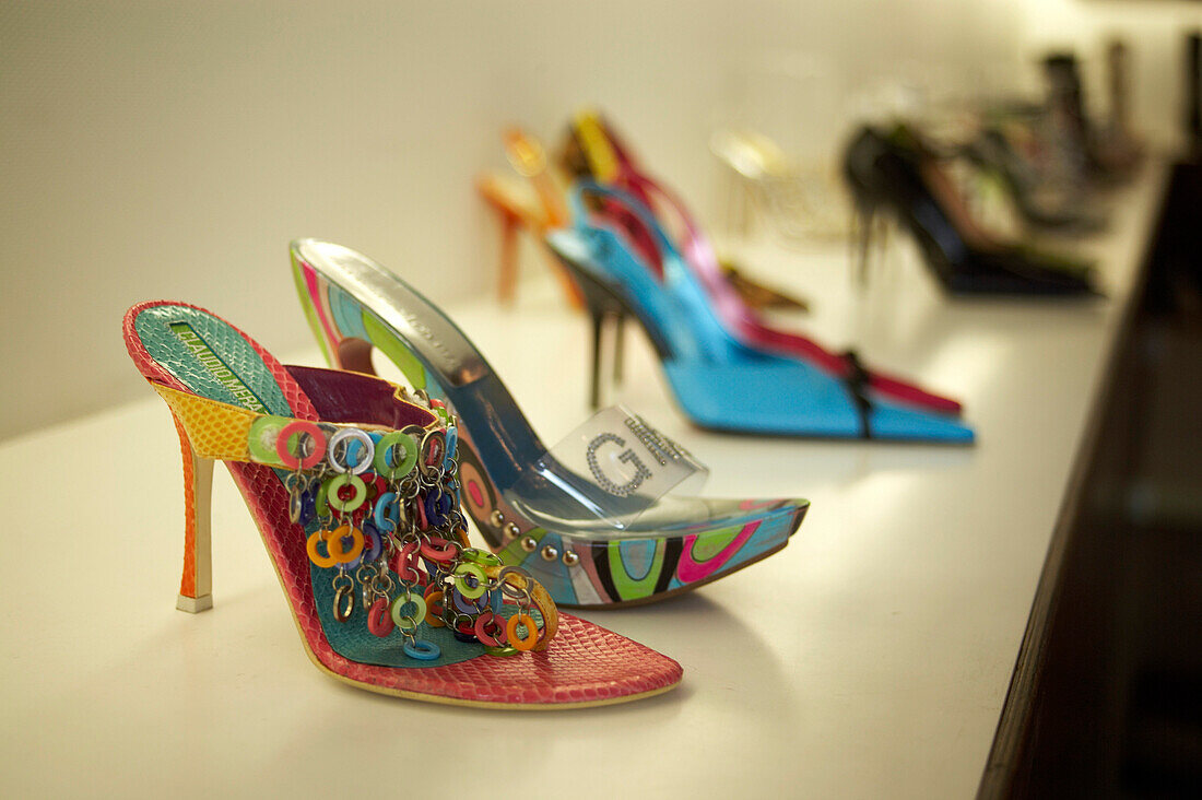 Shoe samples at Tri Beca, South Beach, Miami Florida, USA