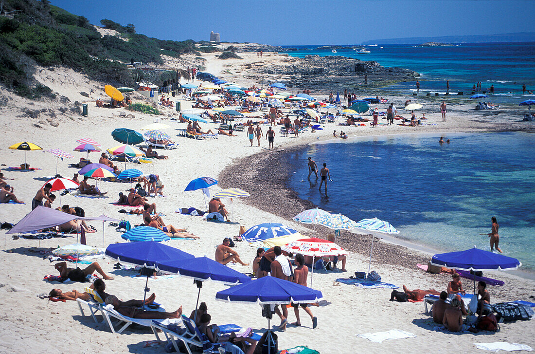 Strand, Platja de ses Salines, Ibiza, Balearen Spanien