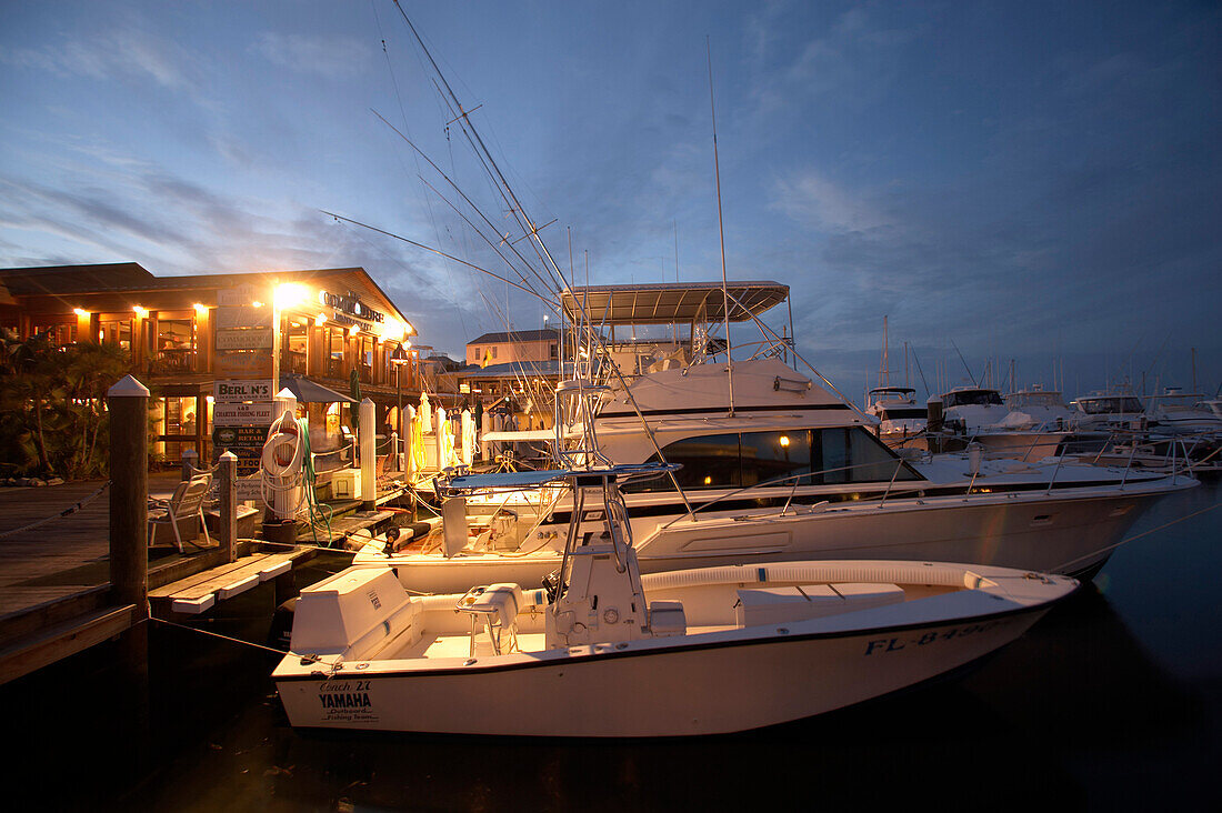 Deep Sea Fishing Boats at the harbour, Harbour Walk, Key West, Florida Keys, Florida, USA