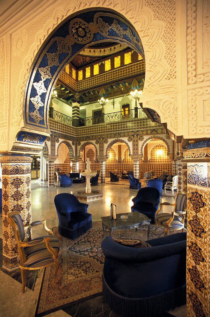 Innenarchitektur, Hotel Dar Cherait, Tozeur, Tunesien, Nordafrika, Afrika