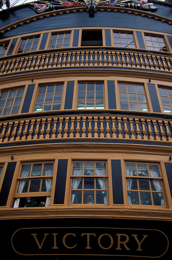 Detail of the ship HMS Victory at navy museum, Portsmouth, Marine Museum, Hampshire England, Great Britain, Europe