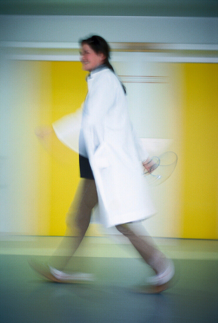 Female doctor walking down the corridor, Health, Hospital