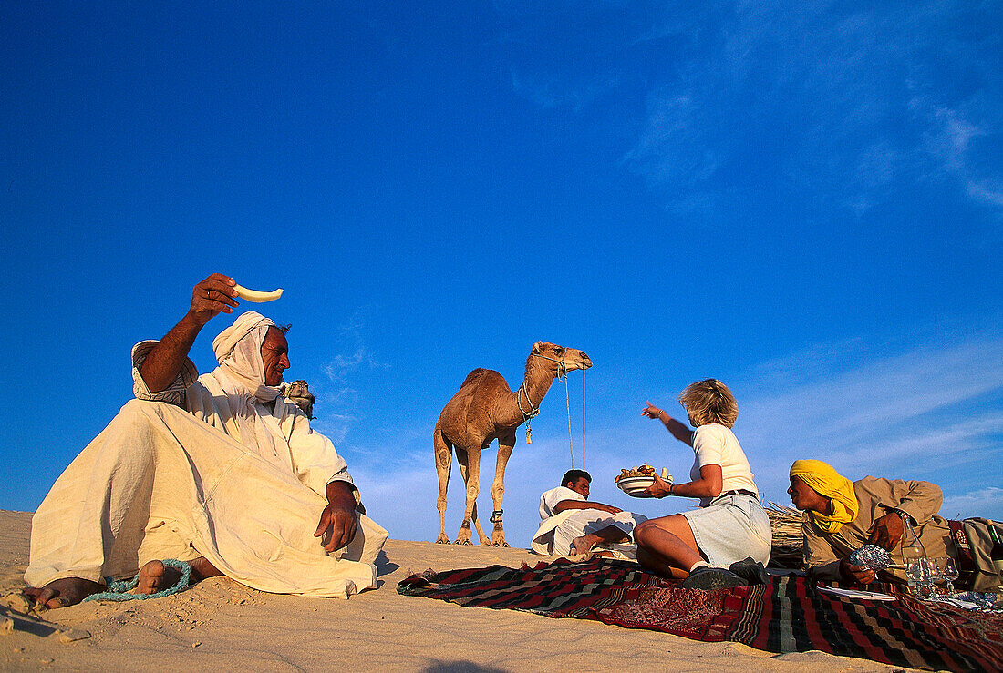 Picknick in der Wüste mit Ben Ali, Dünen bei Nefta, Tunesien