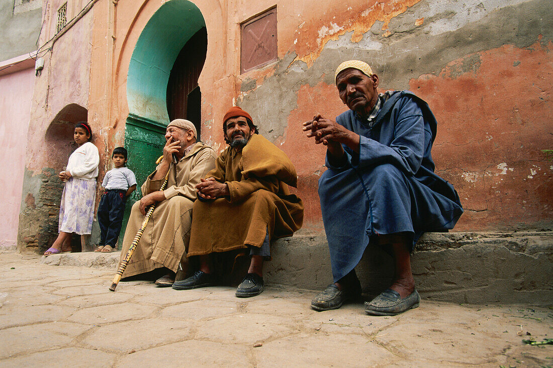 Local men in a Souk, a commercial quarter, Taroudant, Marocco