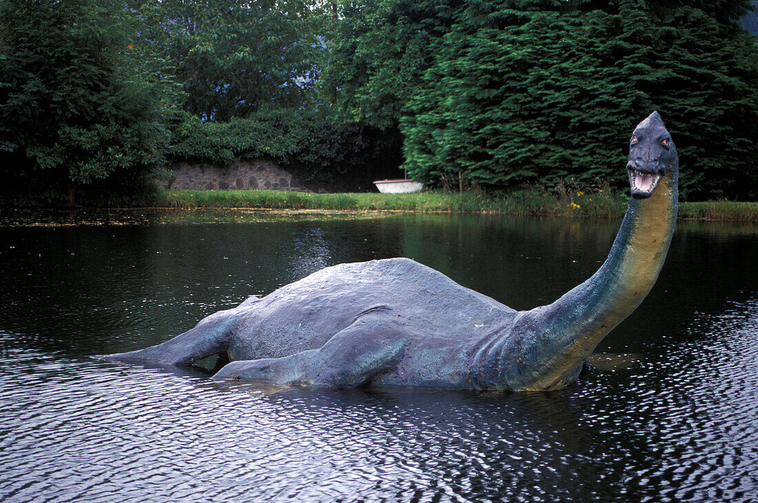 Sculpture of the monster of Loch Ness, Drumnadroicht, Invernesshire, Scotland, Great Britain, Europe