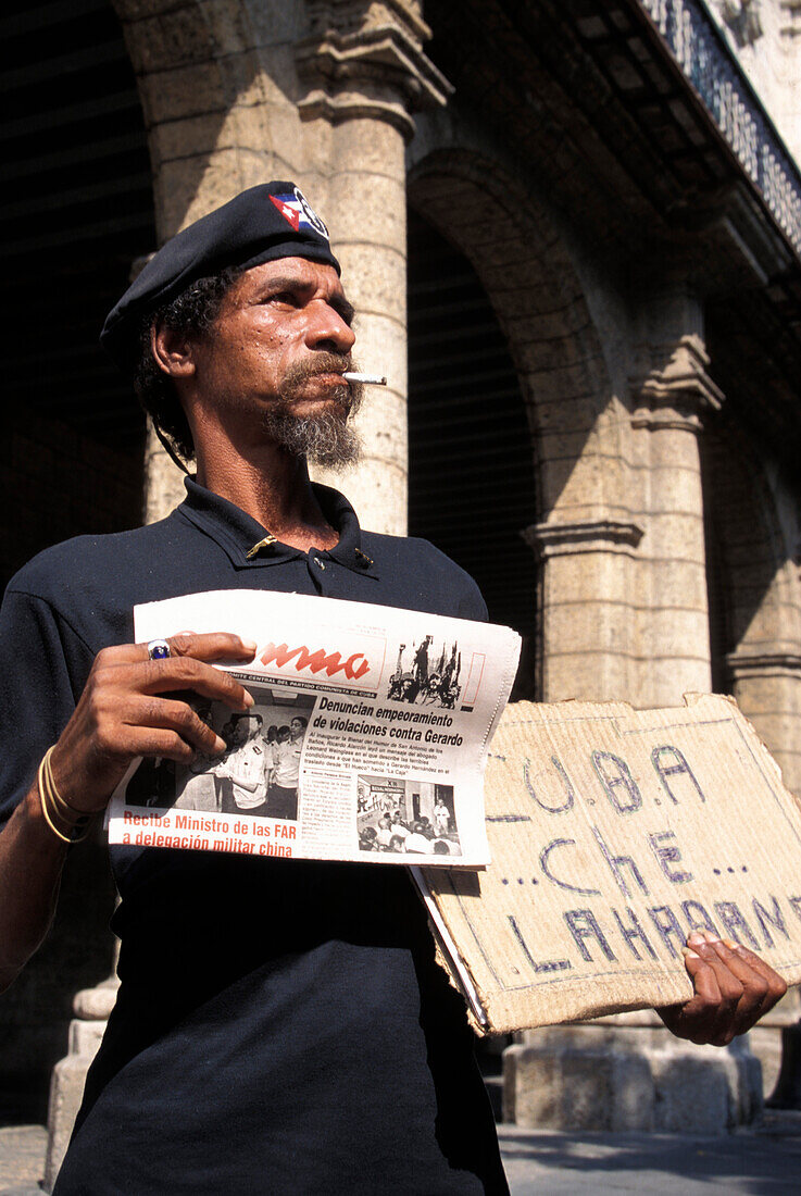Granma Newspaper Seller, Old Havana Cuba, Caribbean