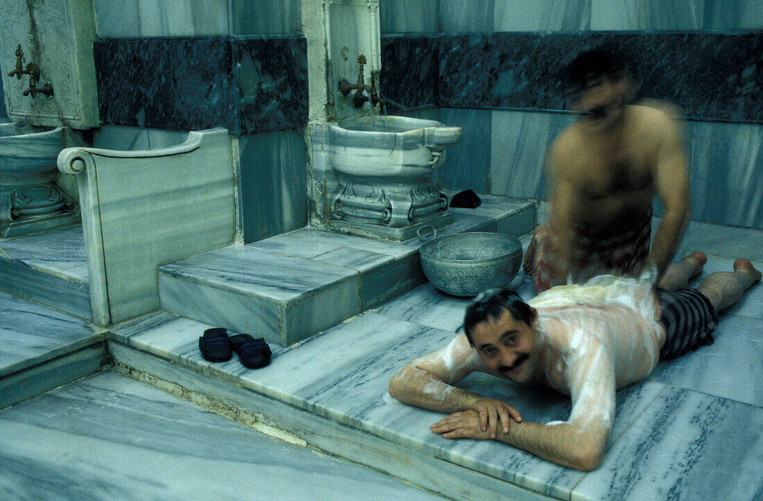 Men in a Turkish bath, Istanbul, Turkey