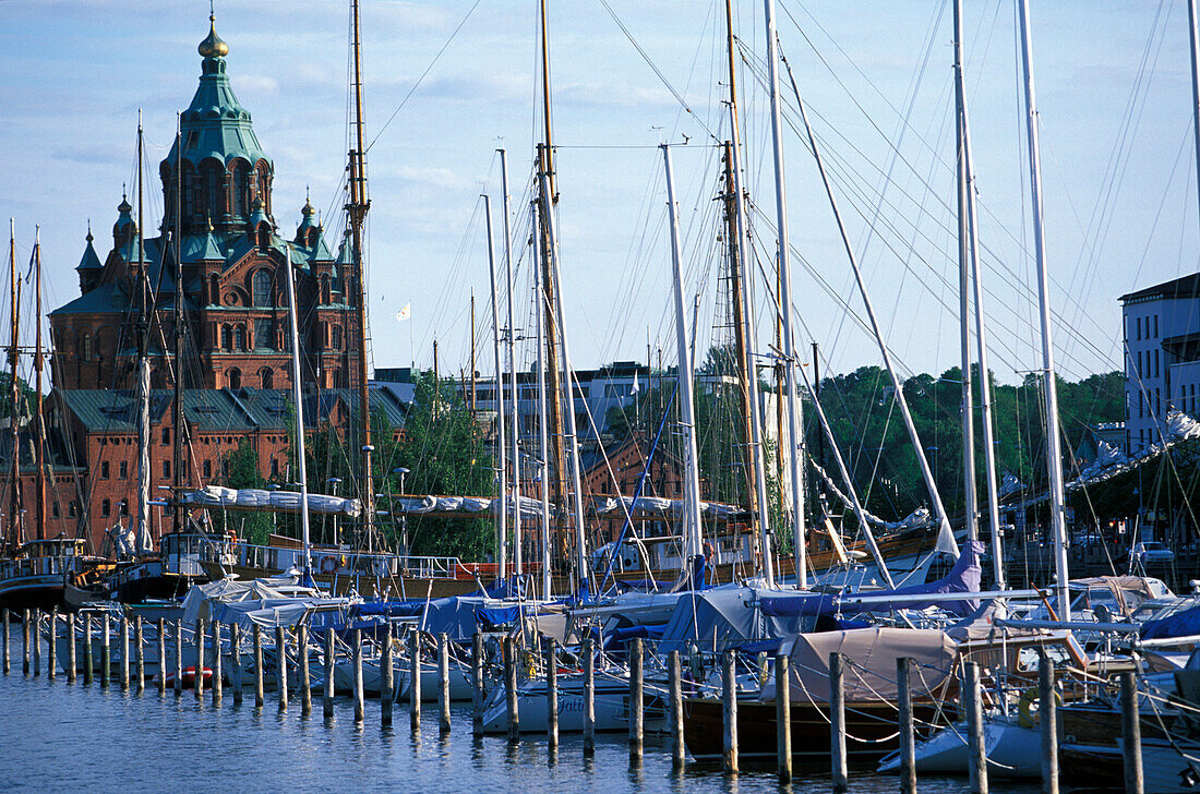 Harbour and Uspenski Cathedral, Helsinki Finland