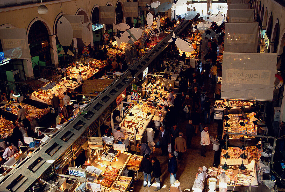 Fish section Central Market, Athens, Greece