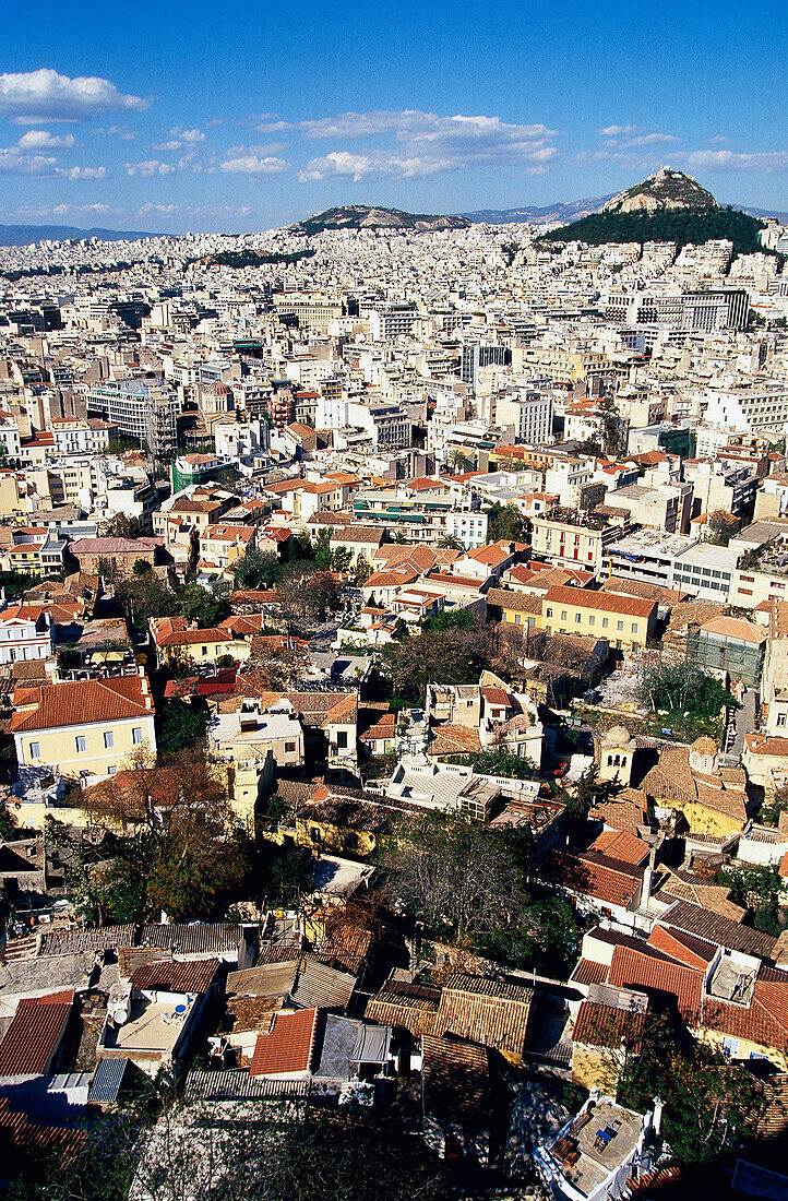 Blick über Athen in Richtung Lycabettus, Athen, Griechenland