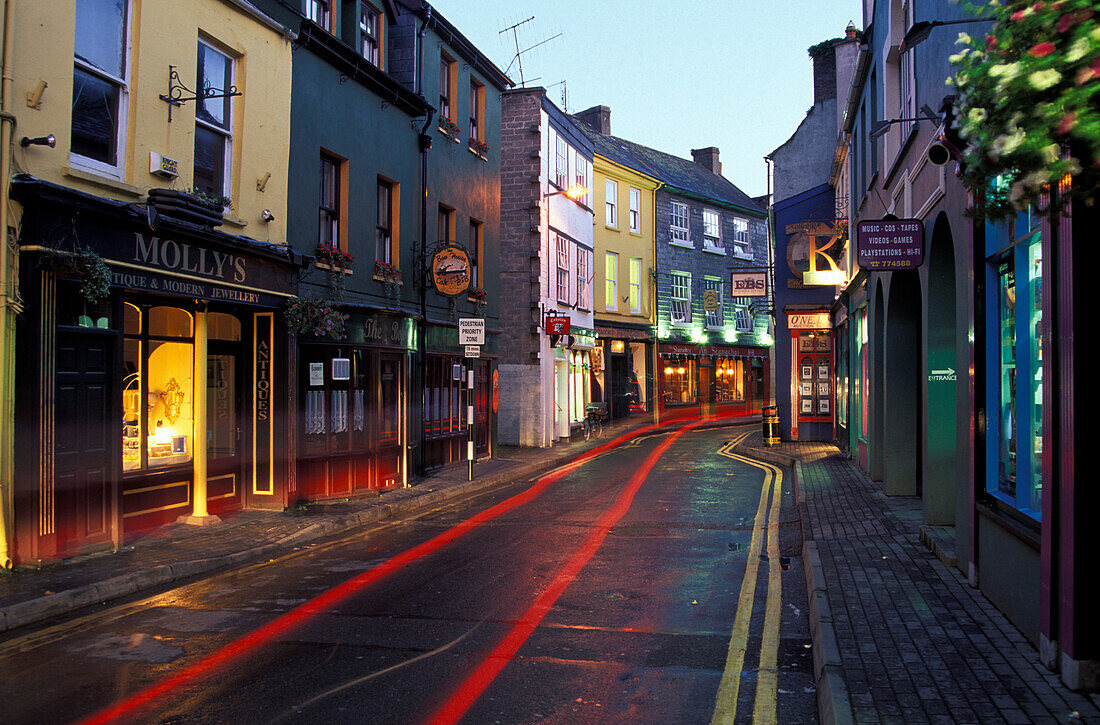 Shops in a narrow lane in Kinsale, Co. Cork, Ireland