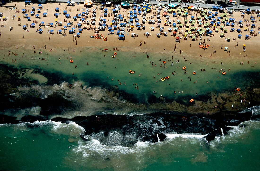Aerial view of a reef at Boa Viagem Beach, Recife, Pernambuco, Brazil