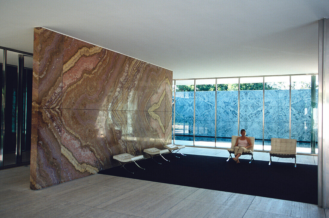 German Pavillon from Mies van der Rohe, Montjuic, Barcelona, Catalonia, Spain
