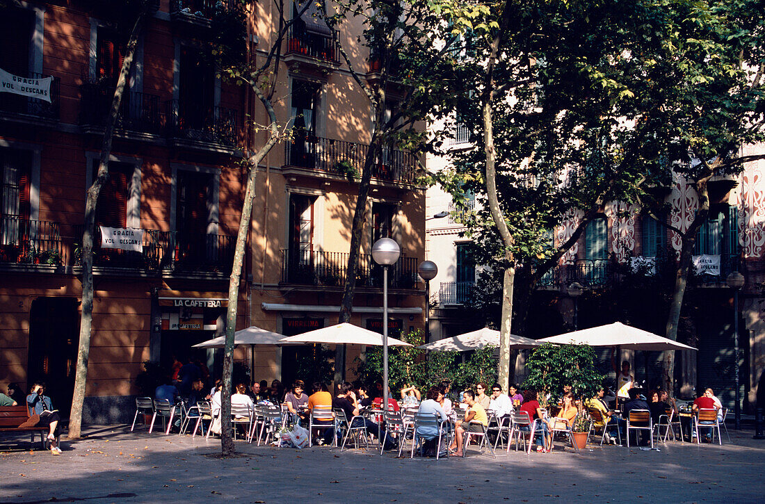 Street Cafe Barcelona, Cafe Virreina on Placa Virreina, Gracia, Barcelona, Spain