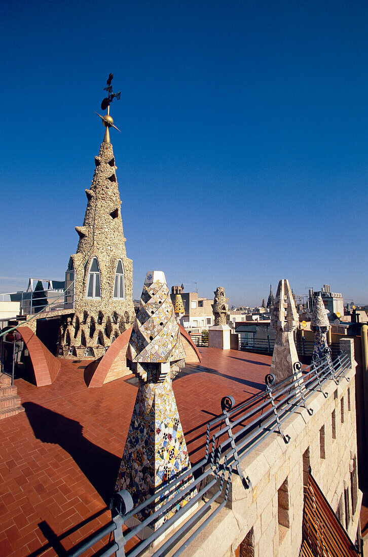 Rooftop of Palau Guell, Barcelona, Catalonia, Spain