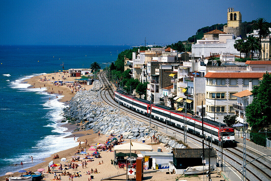 Coastal Railway Costa Brava, Coastal Railway, Sant Pol de Mar, Costa Brava, Catalonia, Spain