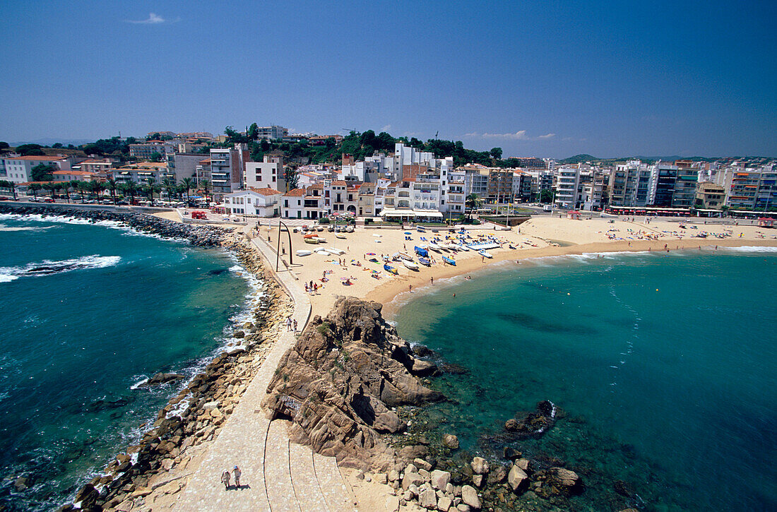 Coastal landscape and beach at Blanes, Costa Brava, Catalonia, Spain