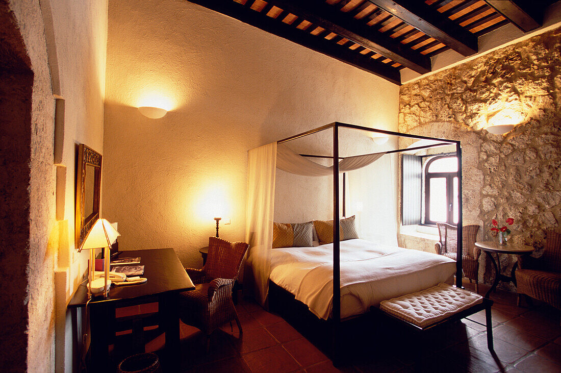 Room, Bed, Hotel Interior, Sovitel Nicolas de Ovando Hotel in Santo Domingo, Dominican Republic
