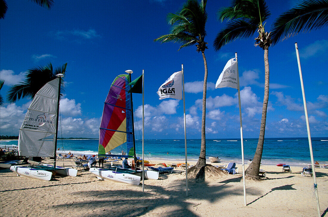Catamaranes, Palms Beach, Catamaranes on Grand Paradise Resort in Bavaro, Dominican Republic