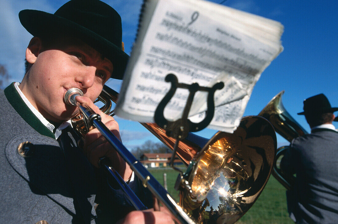 Trumpeter, Münsinger Blaskapelle, Bavaria Germany