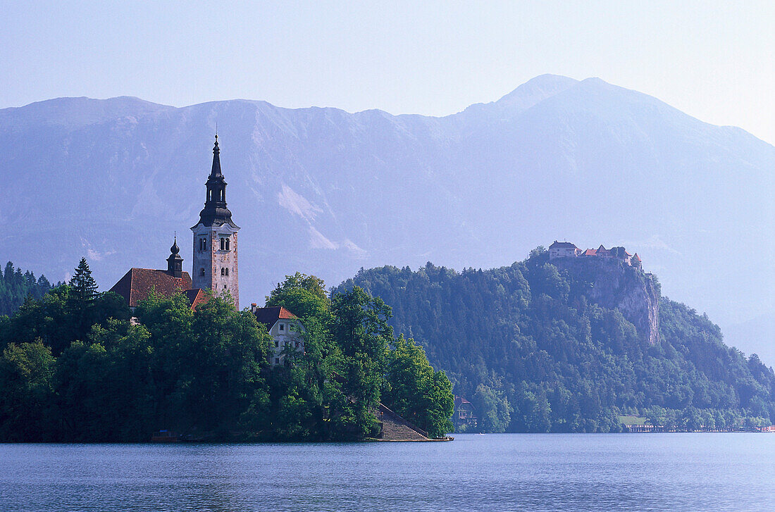 Lake Bled with island church, Bled, Slovenia