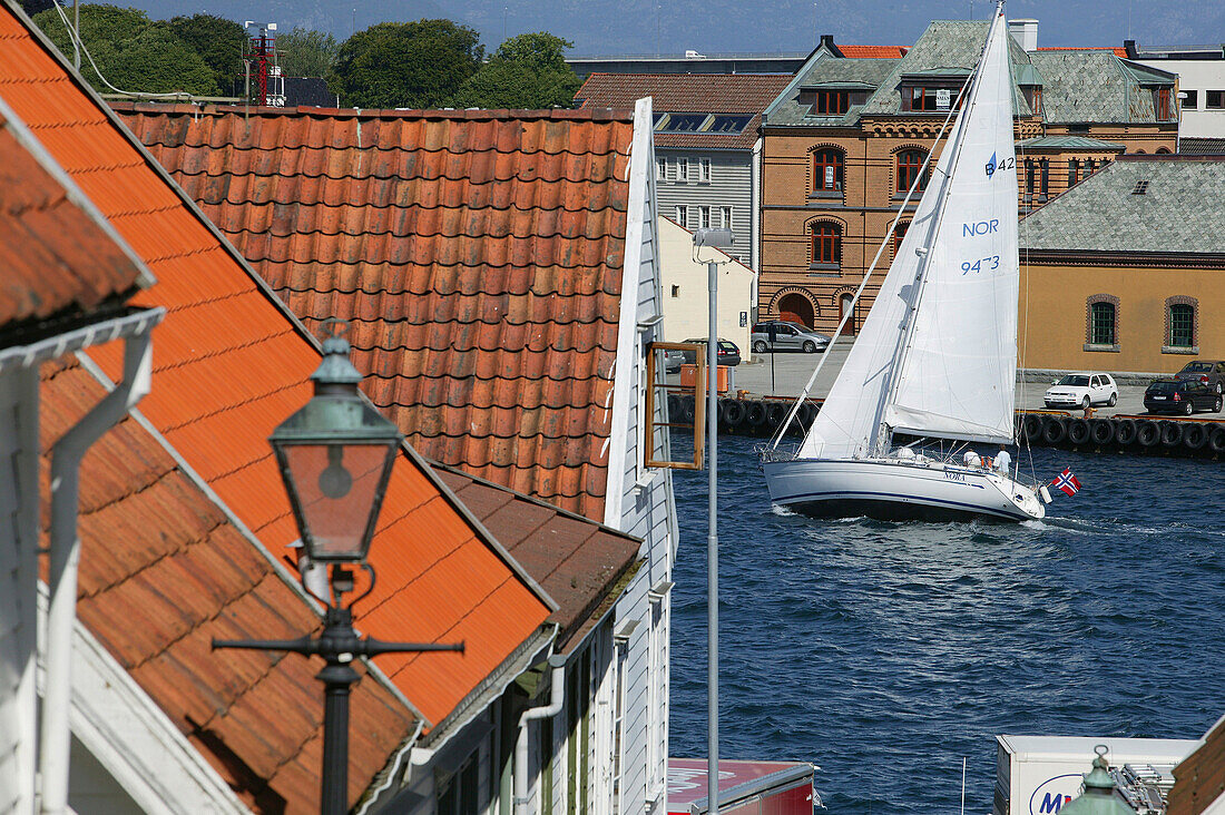 Segelboot, Gamle Altstadt, Stavanger, Rogaland, Norwegen