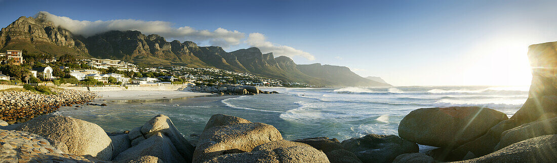 Panorama of Camps Bay, Cape peninsula, Western Cape, South Africa, Africa