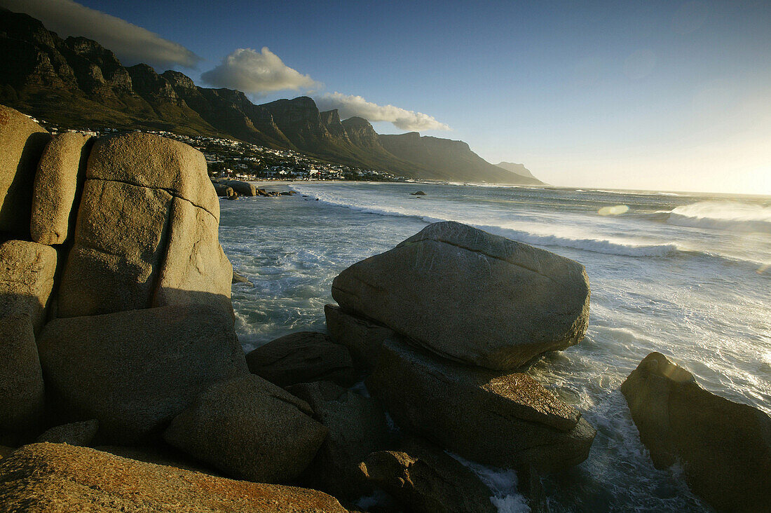 Camps Bay and the Twelve Apostles Mountain Range, Cape Peninsula, West Cape, South Africa, Africa