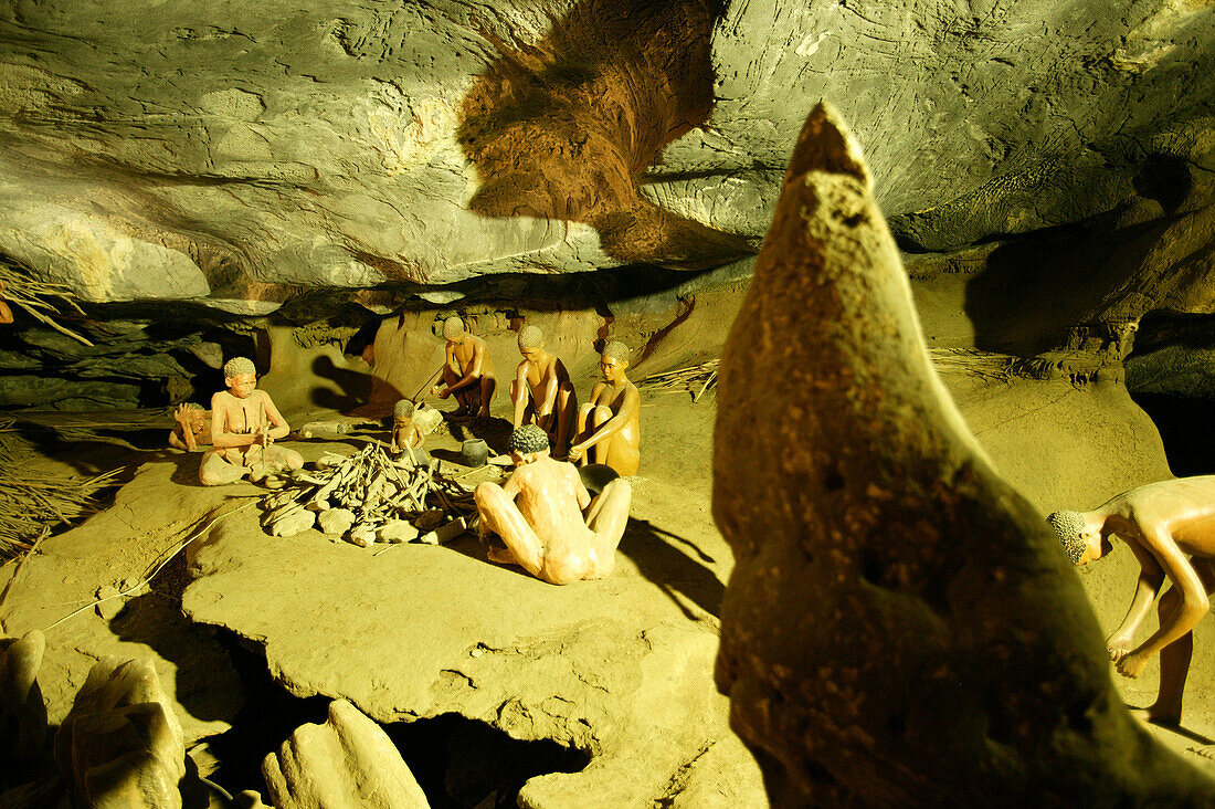 Models of San people in Kango Caves, near Oudtshoorn, Western Cape, South Africa