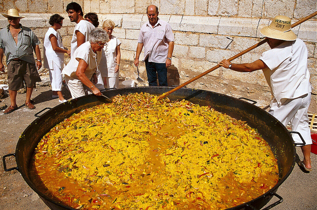 Große Paellapfanne, Paella, Weinfest, Benissalem, Majorca, Spanien