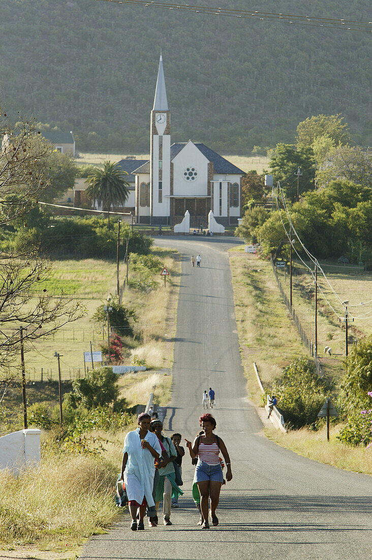 Village of Shoemanshoek, Church in the background, Little Karoo, Western Cape, South Africa, Africa