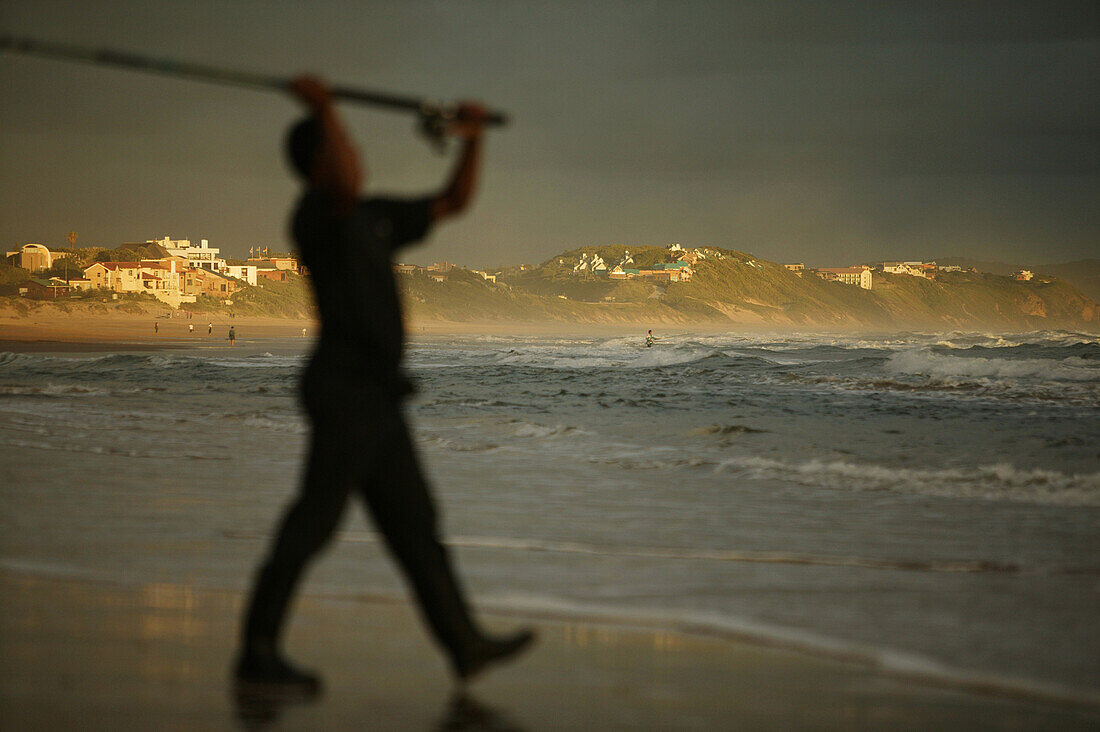 Fisherman on the beach, Western Cape, South Africa, Africa