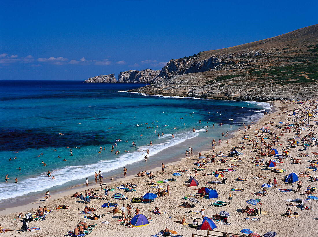 People on the beach, Cala Mesquida, Majorca, Spain