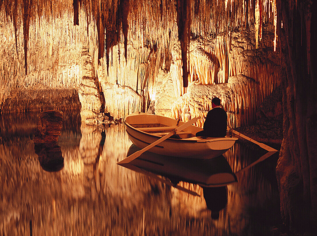 Stalactite cave, Cuevas del Drach, Porto Christo, Majorca, Spain