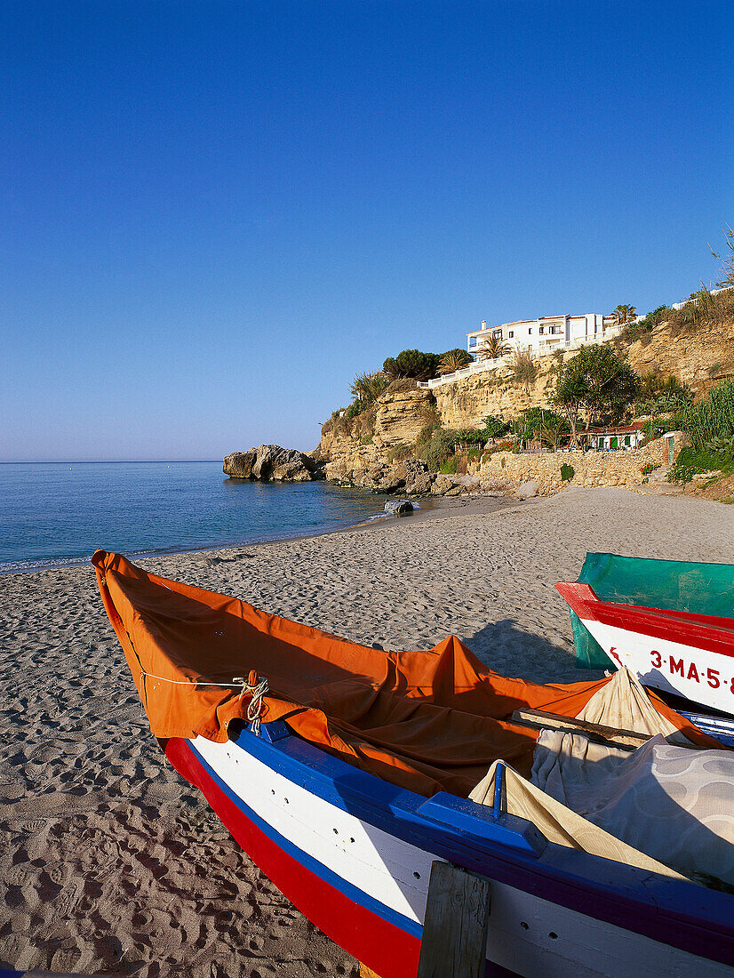 Playa del Salon, Nerja, Costa del Sol, Provinz Mlaga, Andalusien, Spanien